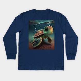 Sea Turtle - Under the Sea Kids Long Sleeve T-Shirt